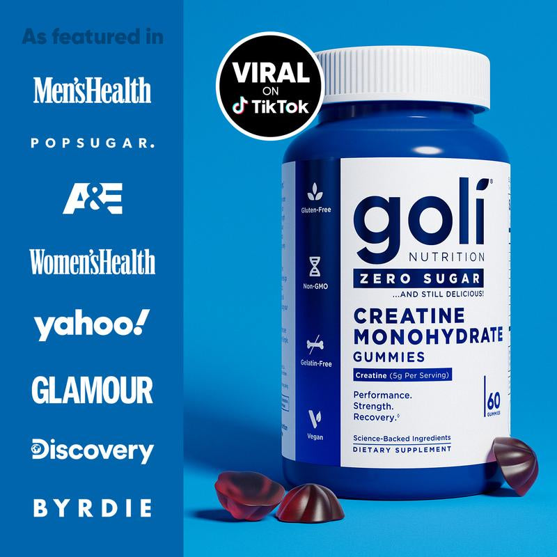 Goli Zero Sugar Creatine Gummies - Keto-Friendly, Rich in Fiber, No Sugar Alcohols, No Artificial Sweeteners, Gluten-Free, Vegan, Non-Gmo, and Gelatin-Free